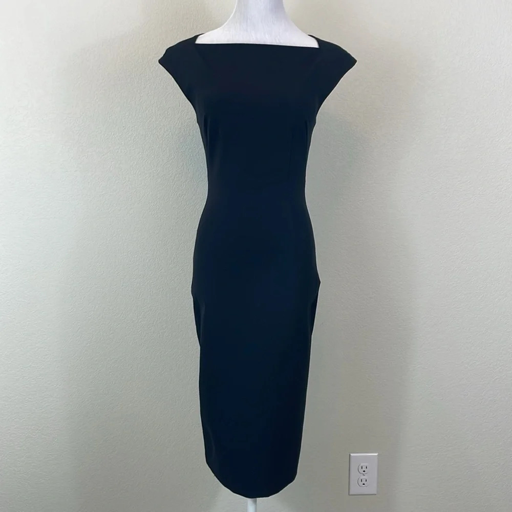 Beatrice B black sheath dress boat neck size xxs